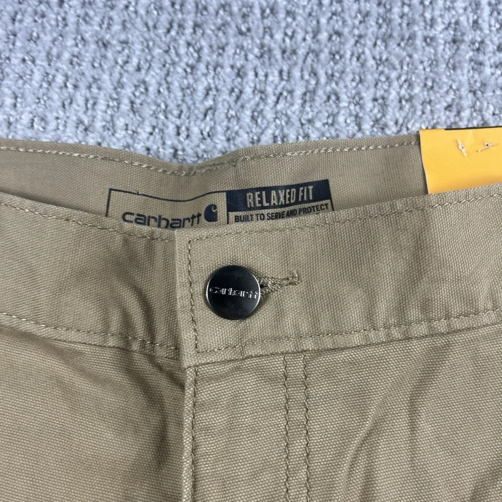 Carhartt Rugged Flex Relaxed Fit Canvas Cargo Work Shorts Khaki Mens 38 BS3542-M
